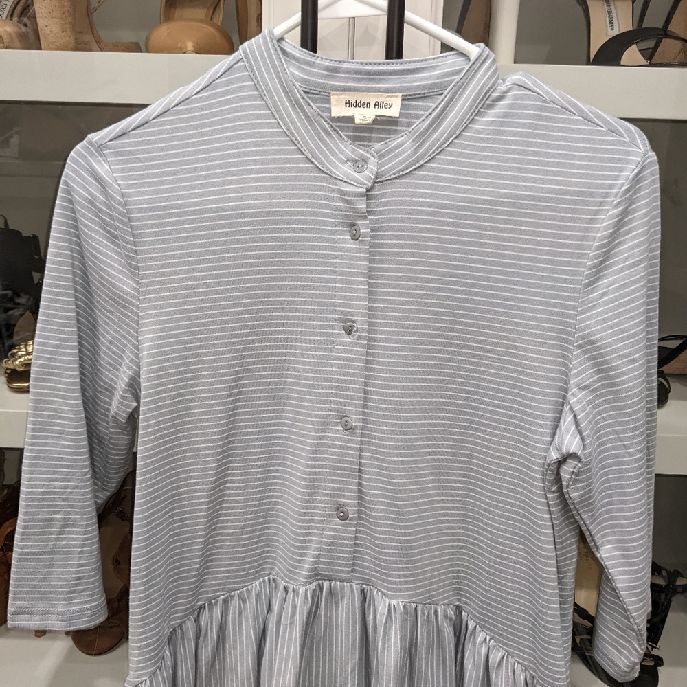 Grey and white striped dress